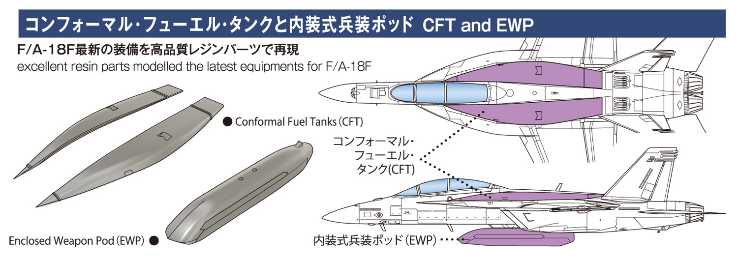 1/144 アメリカ海軍 F/A-18F スーパーホーネット コンフォーマル・フューエル・タンク(CFT) 装備機 | HLJ.co.jp