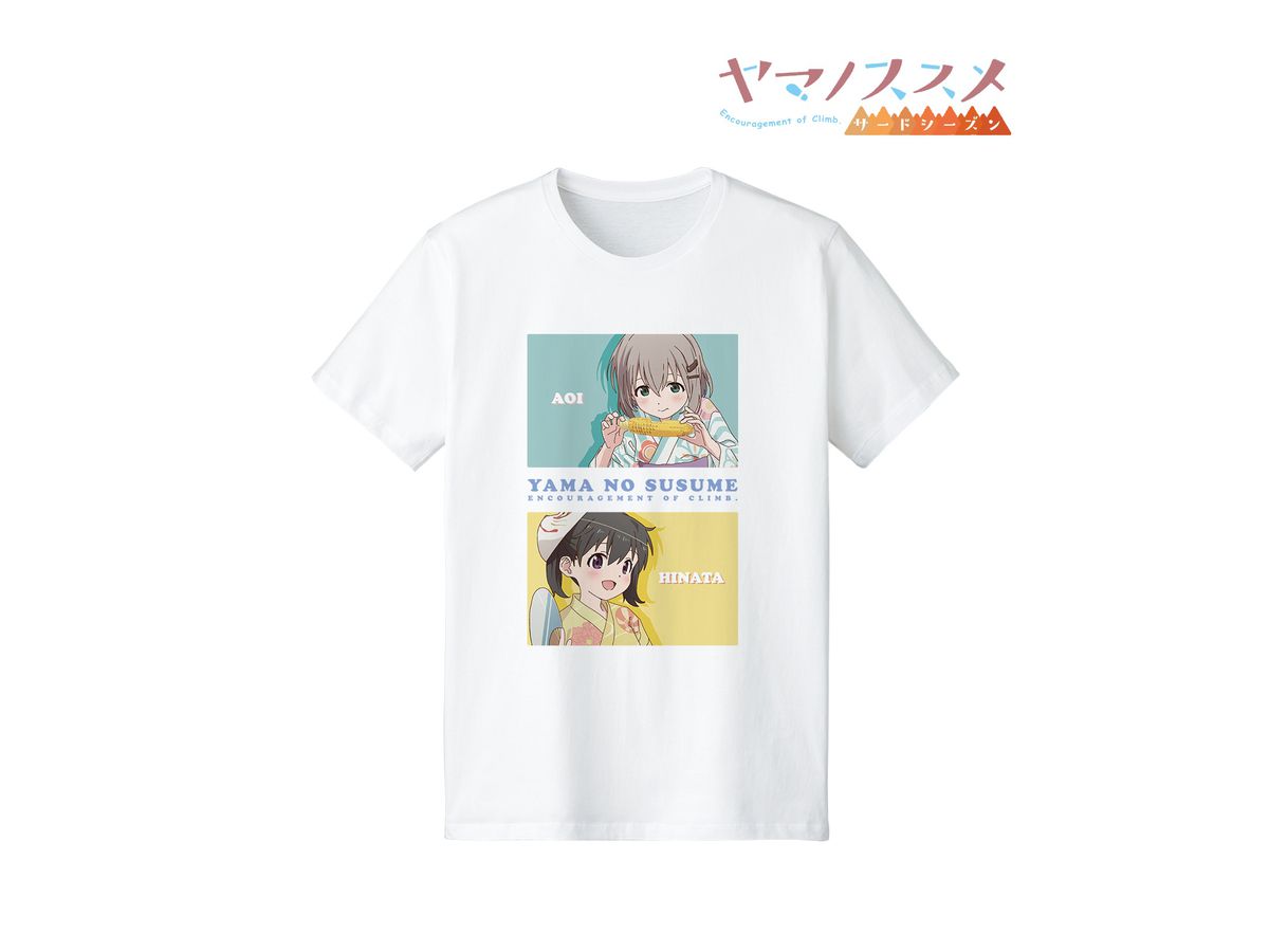 ヤマノススメ サードシーズン 描き下ろしイラスト あおい & ひなた Tシャツ メンズ (S)