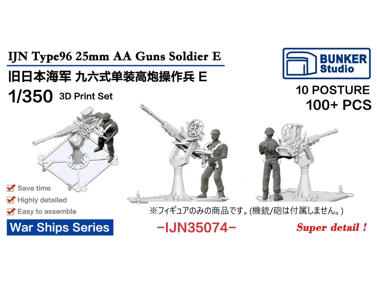 1/350 日本海軍 九六式二十五粍単装機銃員 E (10ポーズ・100体)