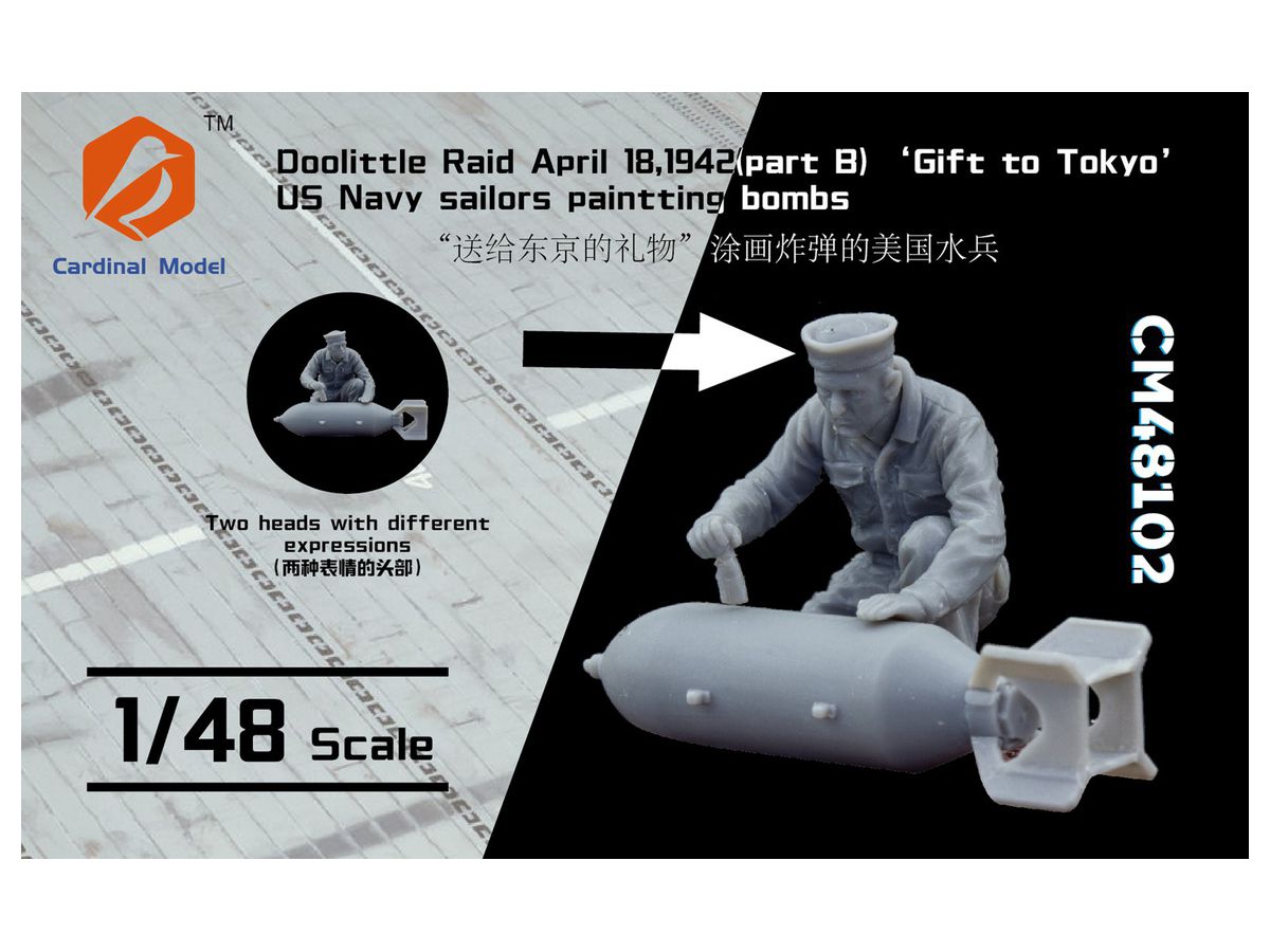 1/48 米海軍 航空武器整備員 爆弾落書き中 ドーリットル空襲 1942年4月18日 東京への贈り物