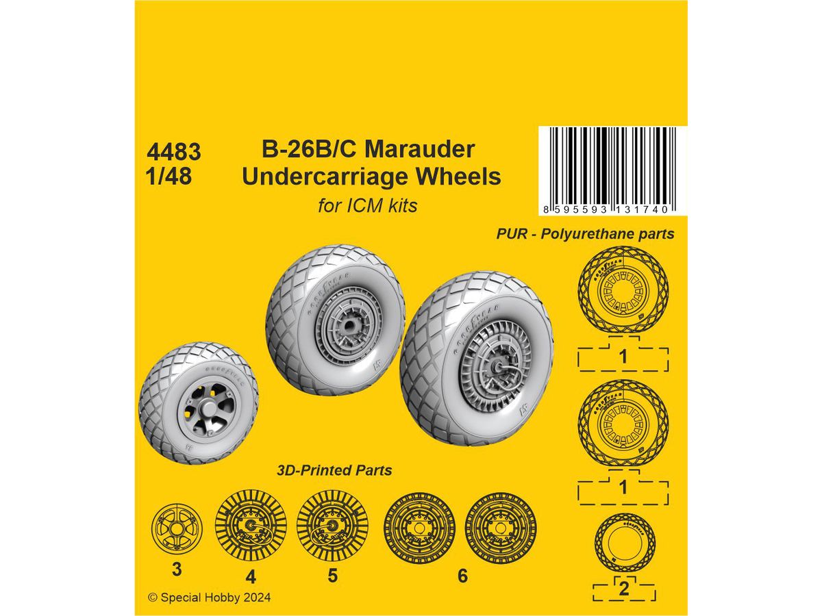 1/48 B-26B/C マローダー 自重変形ホイール (ICM用)