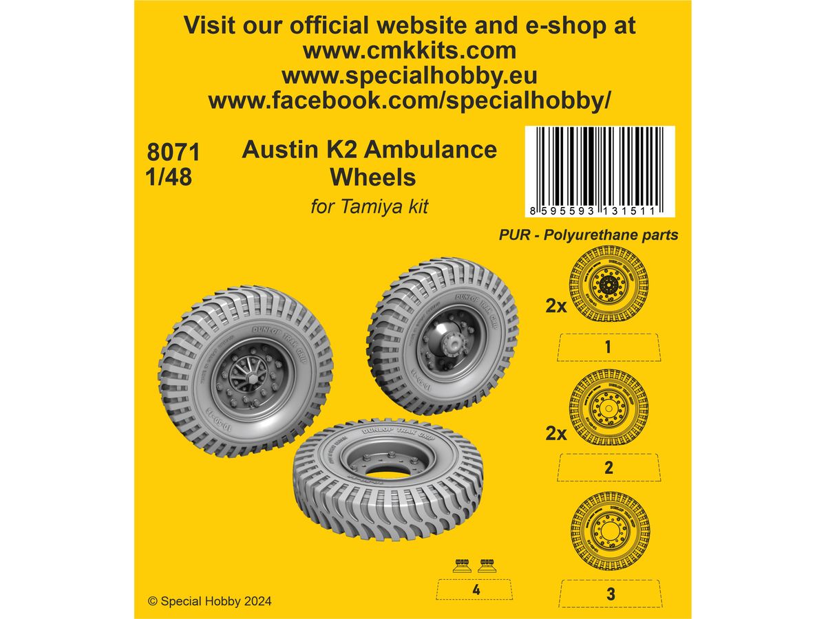 1/48 イギリス 2トン 4×2 野戦救急車ホイールセット (タミヤ用)