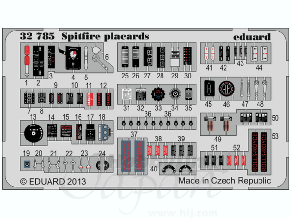 1/32 スピットファイア コックピット注意書きプレート