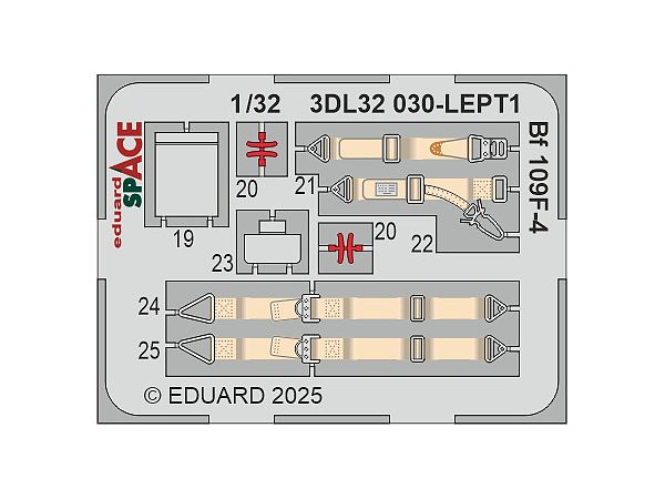 1/32 Bf109F-4 スペース内装3Dデカール w/エッチングパーツセット (ハセガワ用)