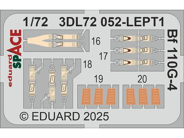 1/72 Bf110G-4 スペース内装3Dデカール w/エッチングパーツセット (エデュアルド用)
