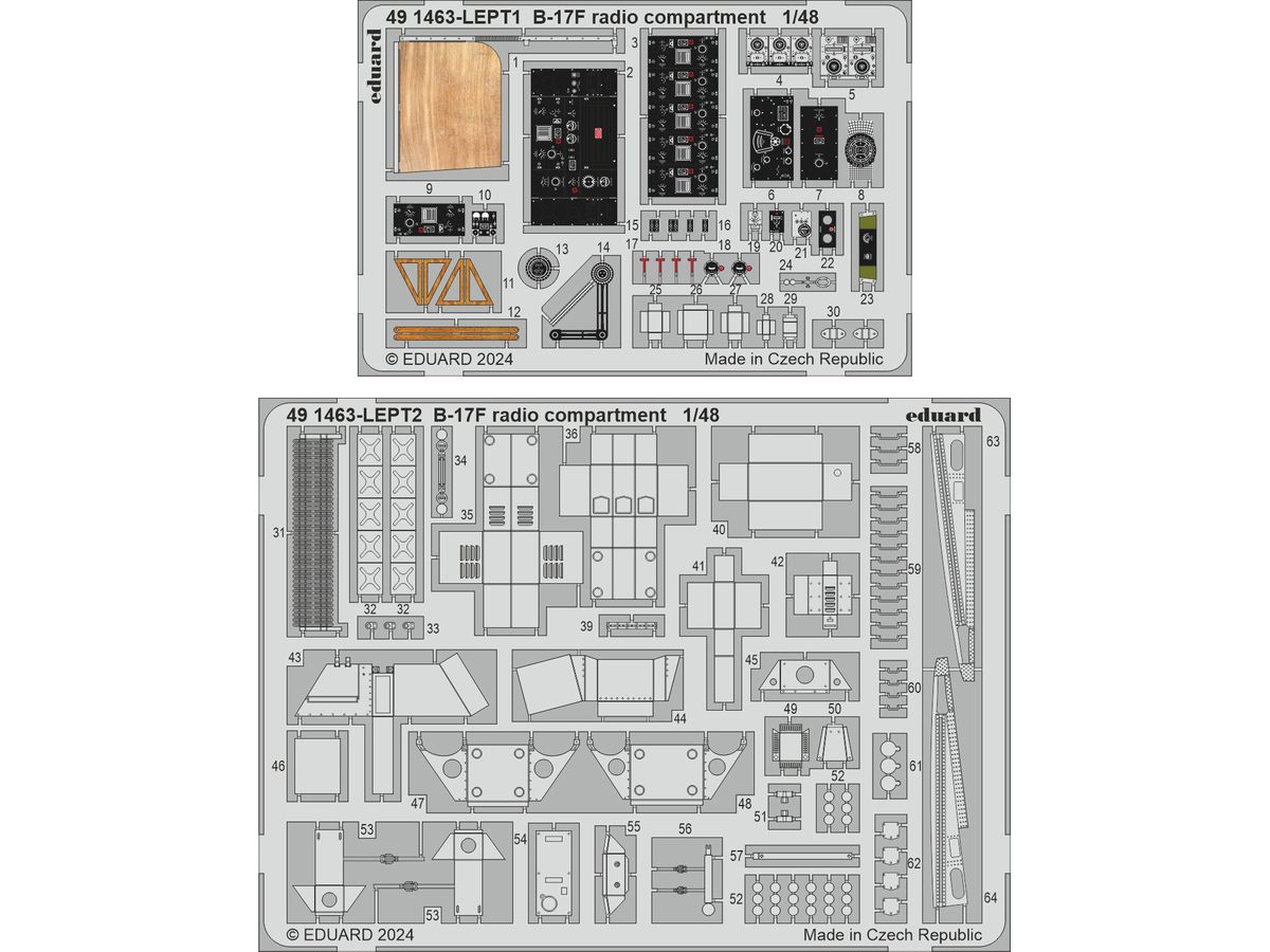 1/48 B-17F 無線室内装エッチングパーツ (エデュアルド用)