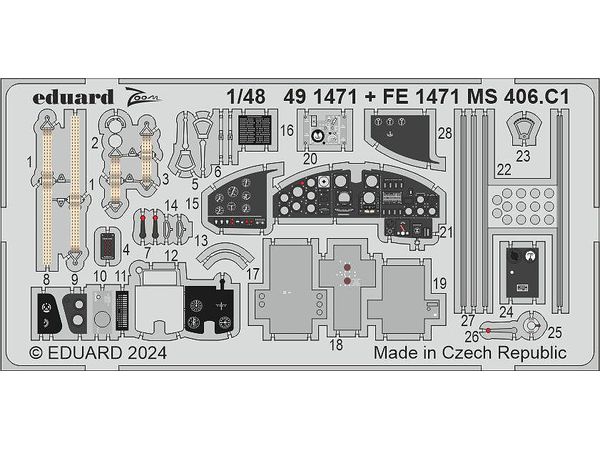 1/48 MS.406.C1 ズームエッチングパーツ (ドラウィングス用)