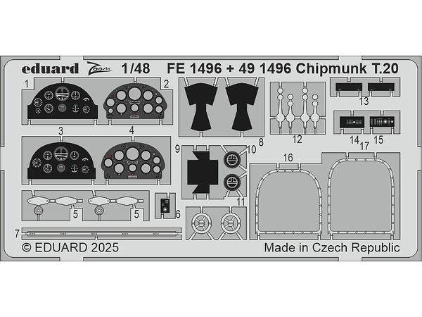 1/48 デ・ハビランド チップマンク T.20 ズームエッチングパーツ (エアフィックス用)