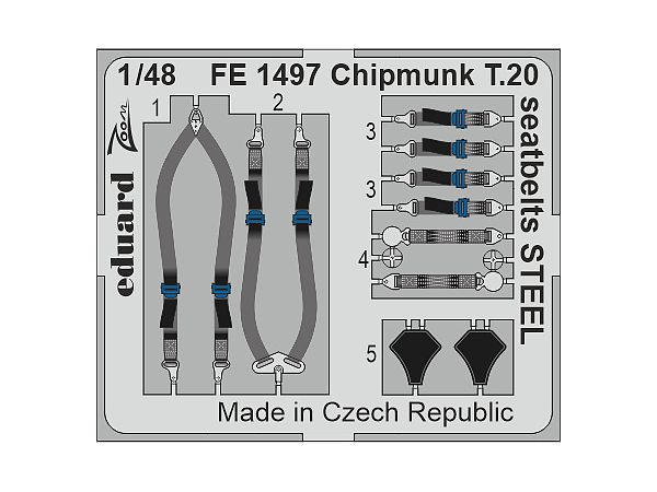 1/48 デ・ハビランド チップマンク T.20 シートベルト (ステンレス製)  (エアフィックス用)
