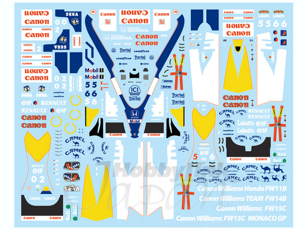 1/64 ウイリアムズ用 デカール (デラックス版) Type1