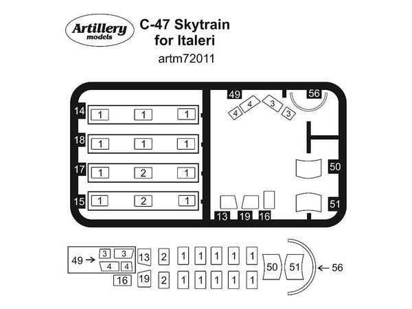 1/72 C-47 塗装マスクシール (イタレリ用)