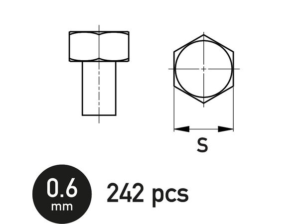 六角ボルト 0.6mm (242個入り)