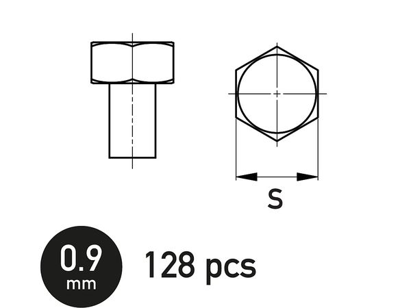 六角ボルト 0.9mm (128個入り)