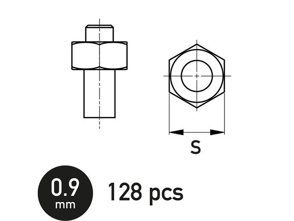 六角ナット 0.9mm (128個入り)