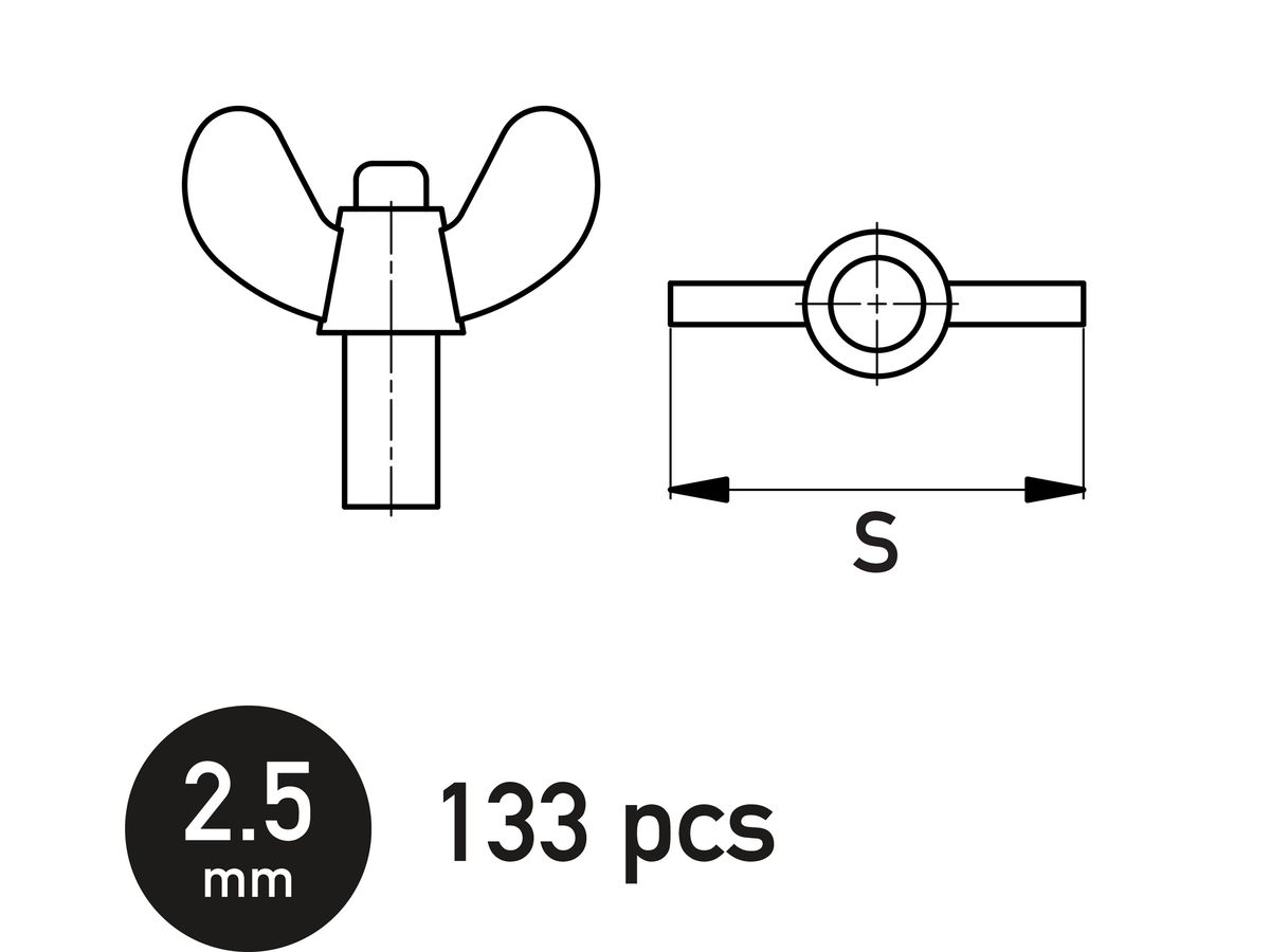 蝶ナット 2.5mm (133個入り)