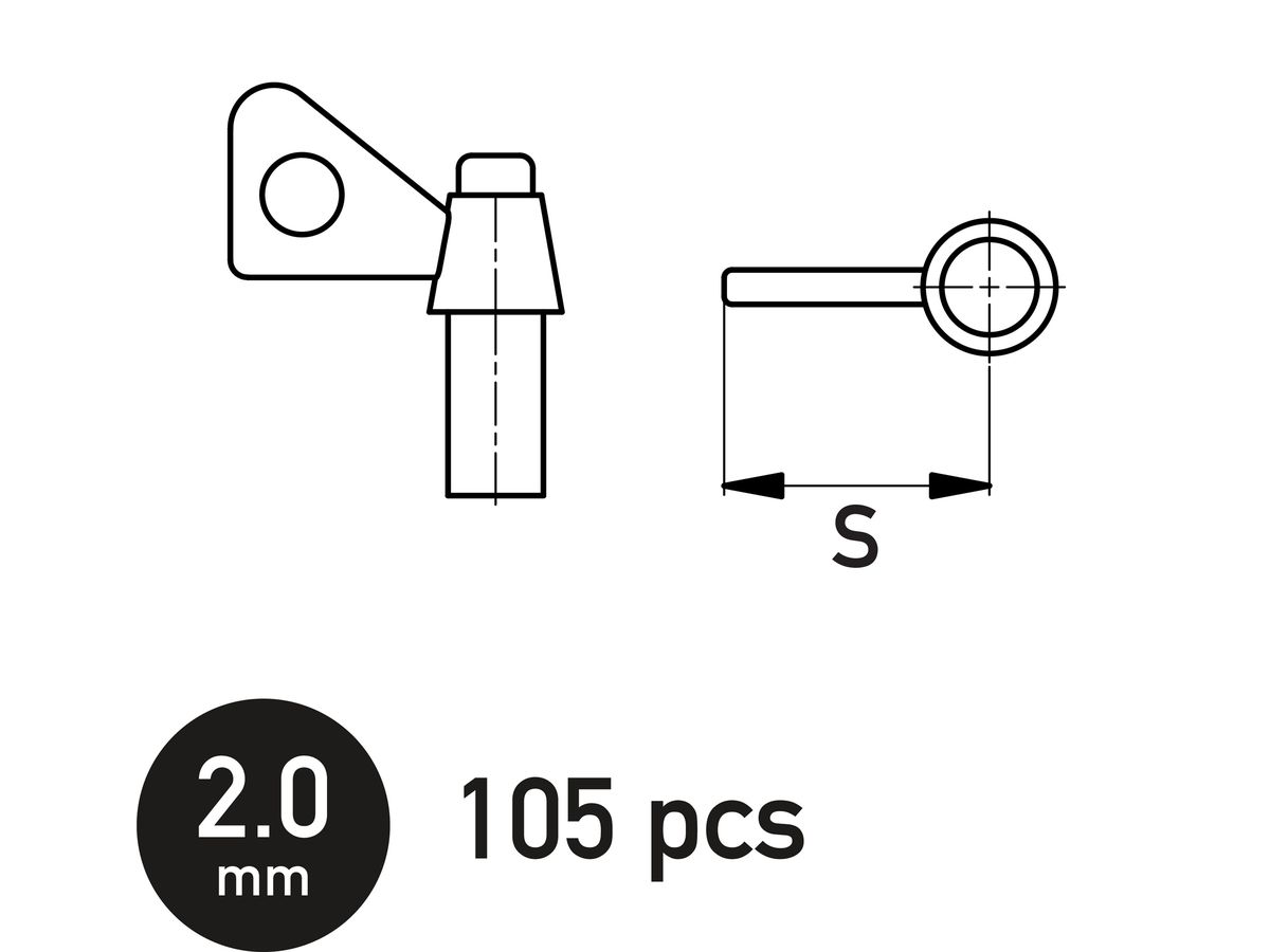 シングルウイングナット 2.0mm (105個入り)