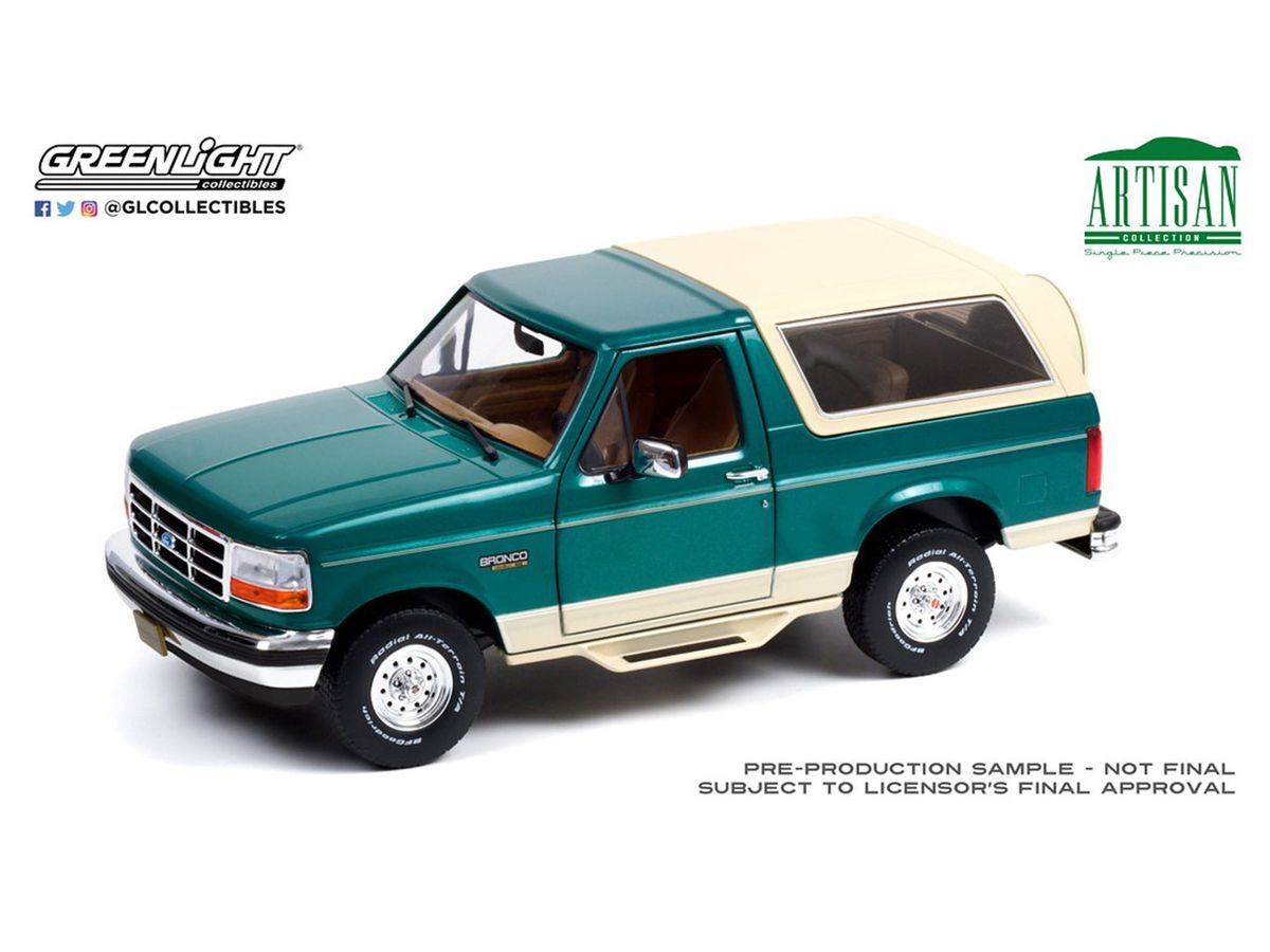 1/18 GreenLight Artisan Collection - 1993 Ford Bronco - Eddie Bauer Edition - Emerald Green with Tan Interior