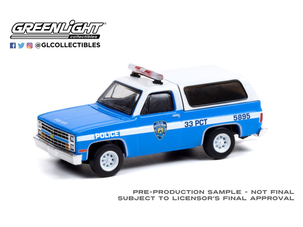 1/64 GreenLight 1985 Chevrolet K-5 Blazer - New York City Police Dept (NYPD)