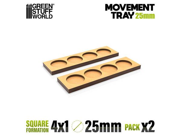 MDF ムーブメント トレイ 25mm 4 x 1 - スカーミッシュ ライン (2枚入)