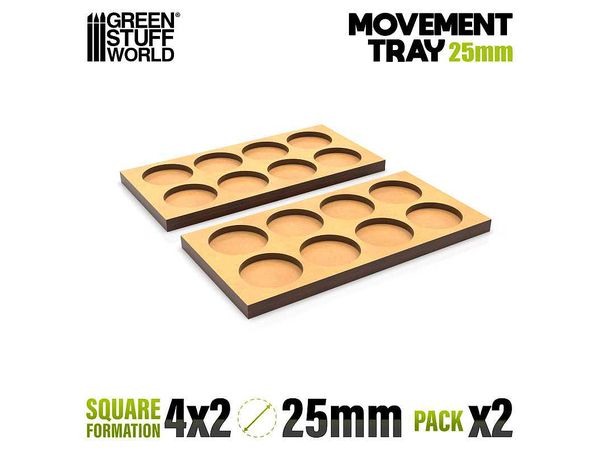 MDF ムーブメント トレイ 25mm 4 x 2 - スカーミッシュ ライン (2枚入)