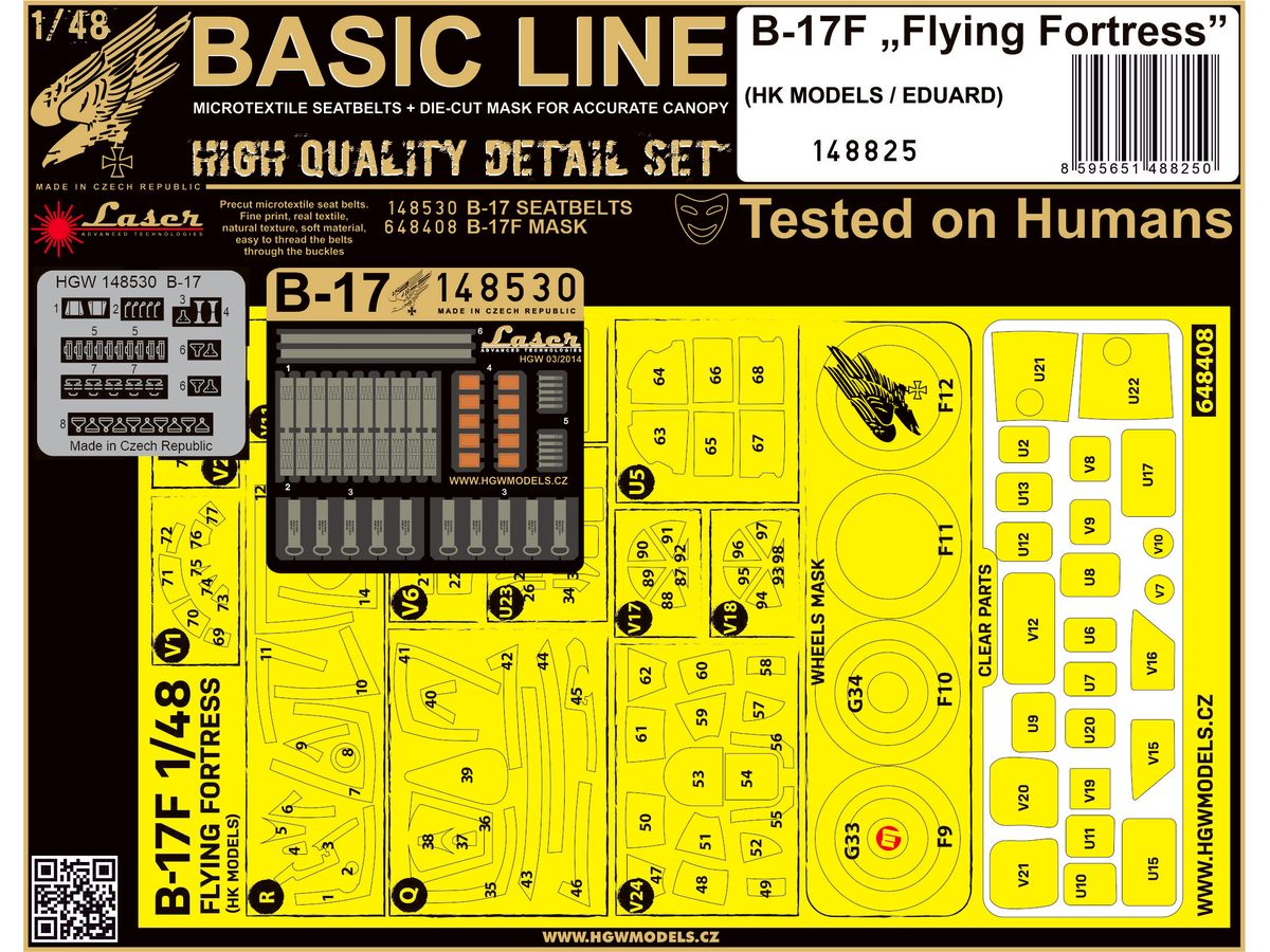 1/48 B-17F 布製シートベルトw/塗装マスクシール (HKモデル/ エデュアルド用)