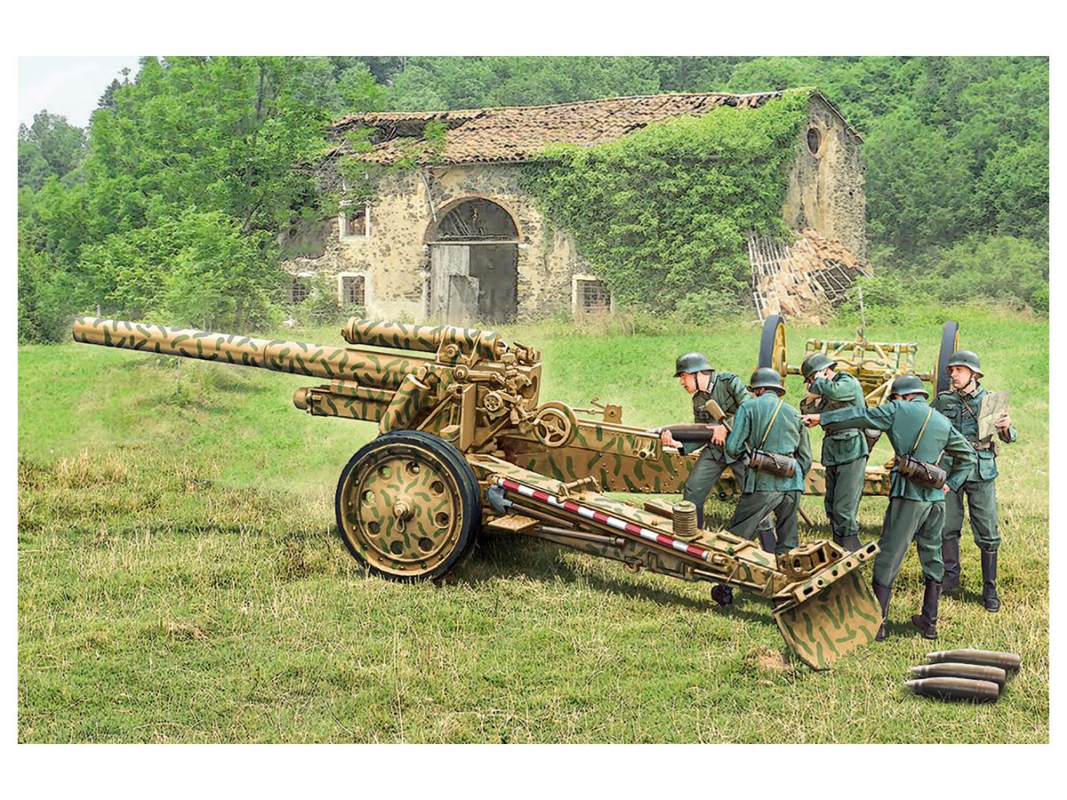 1/72  WW.II ドイツ軍 15cm sFH 18重榴弾砲/10.5cm sK 18 重野砲 2in1 砲兵フィギュア付属