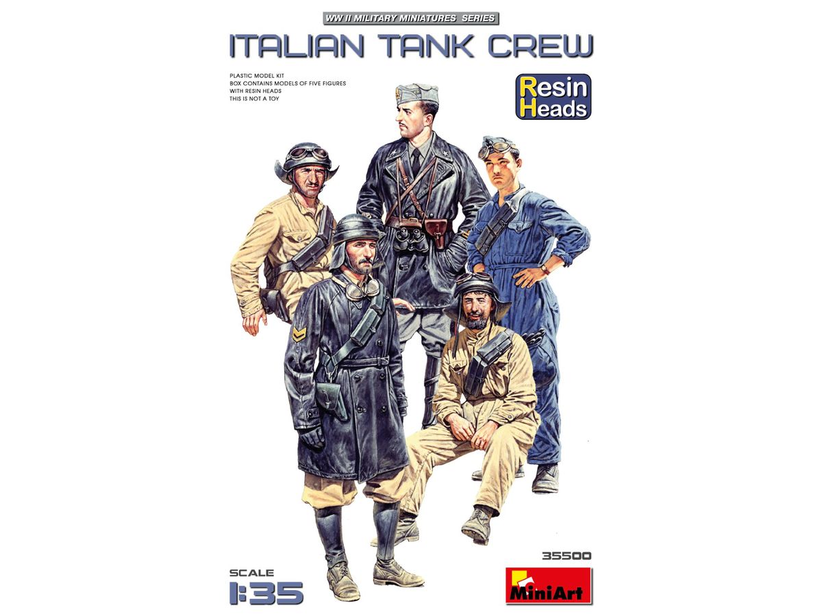 1/35 イタリア戦車乗組員 頭部レジン製 フィギュア5体入