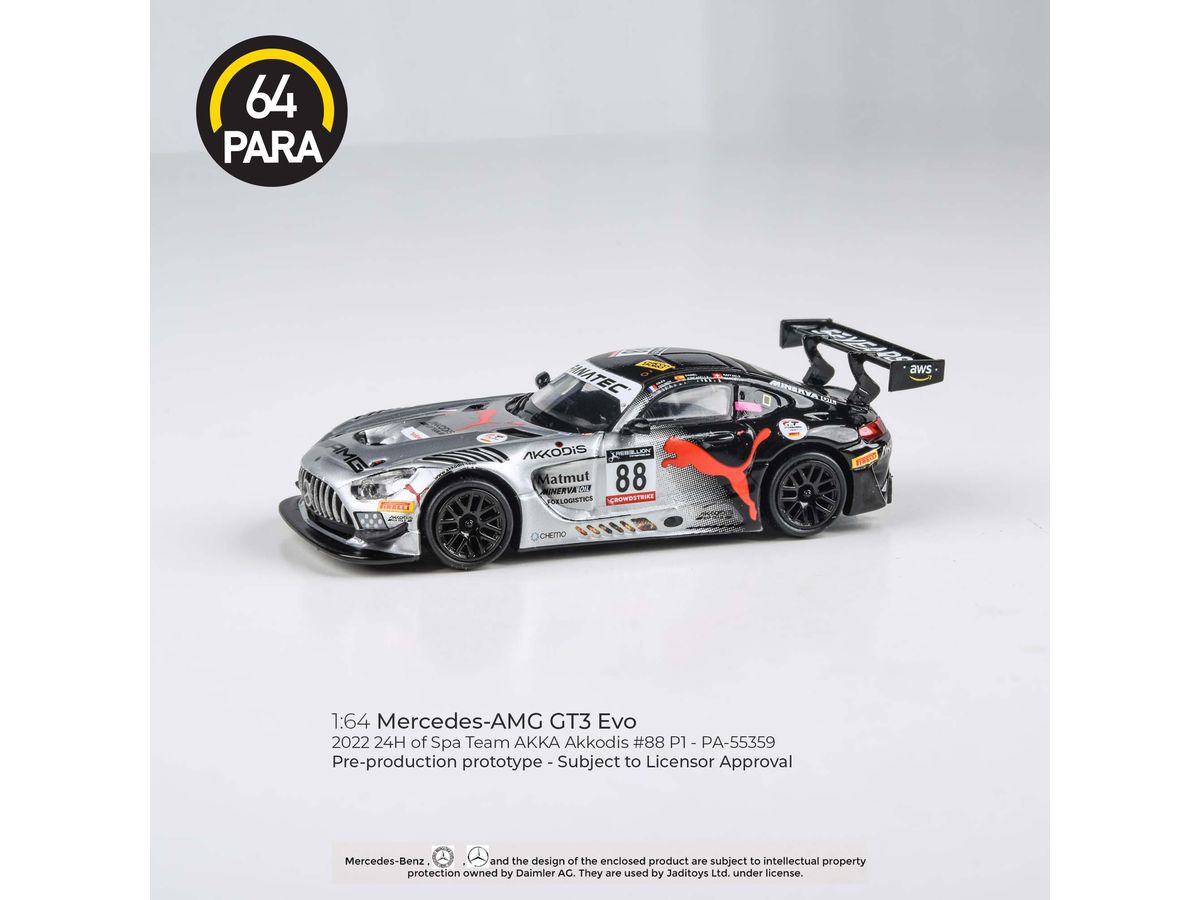 1/64 メルセデス AMG GT3 Evo 2022年Spa24時間 Akkodis P1 LHD