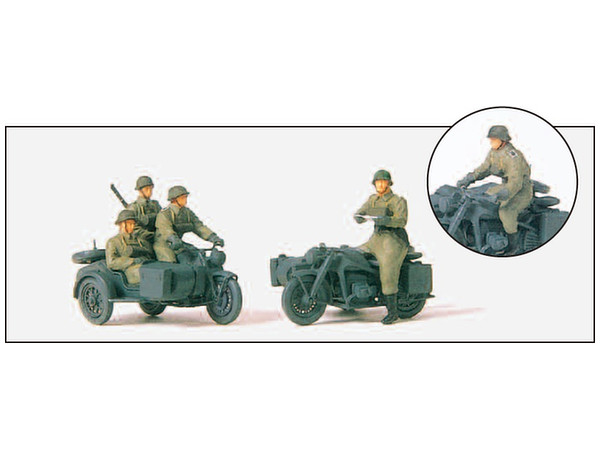 1/72 ドイツオートバイ兵5体 + サイドカー2台 乗車シーン