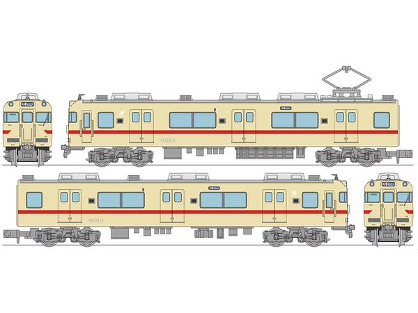 1/150 鉄道コレクション 名古屋鉄道6000系(ストロークリームx赤帯・6013編成)2両セット